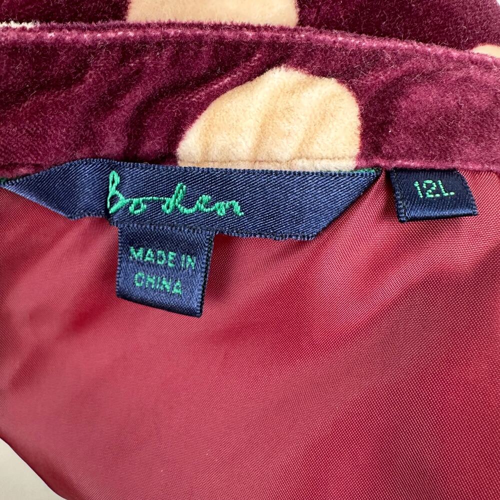 Boden Velvet Skirt Polka Dot Retro Mod Pencil A-Line Burgundy 12L Long Office - Picture 8 of 11
